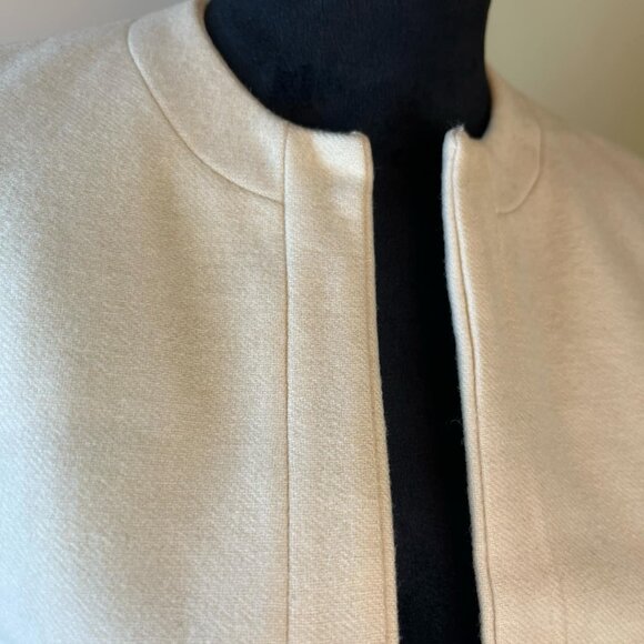 Vintage Raspini 100% Wool Bolero Women's Jacket Cream Open Face Shoulder Pads  C - Picture 7 of 10